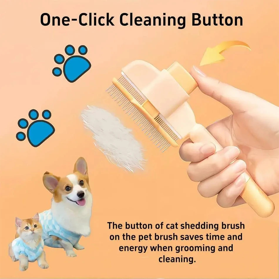 Self-Cleaning Slicker Brush | Pet Grooming Brush for Cats & Dogs
