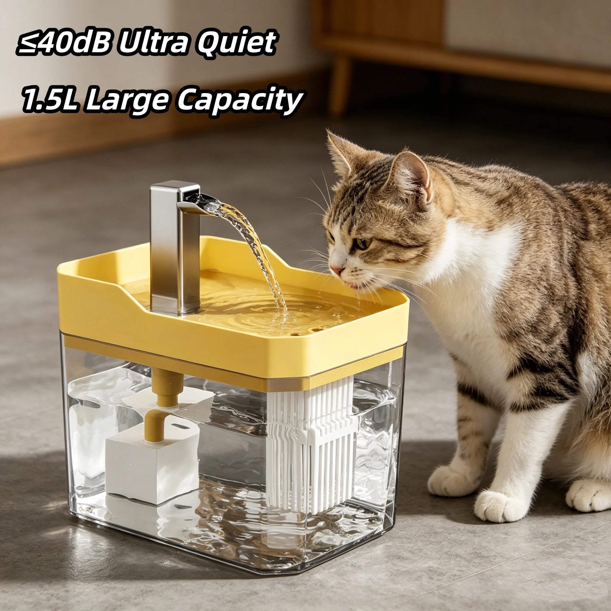 Cat Water Fountain 1.5L | Ultra-Quiet Filtered Pet Drinking Fountain