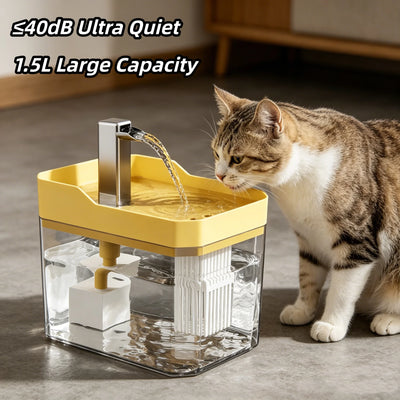 Cat Water Fountain 1.5L | Ultra-Quiet Filtered Pet Drinking Fountain