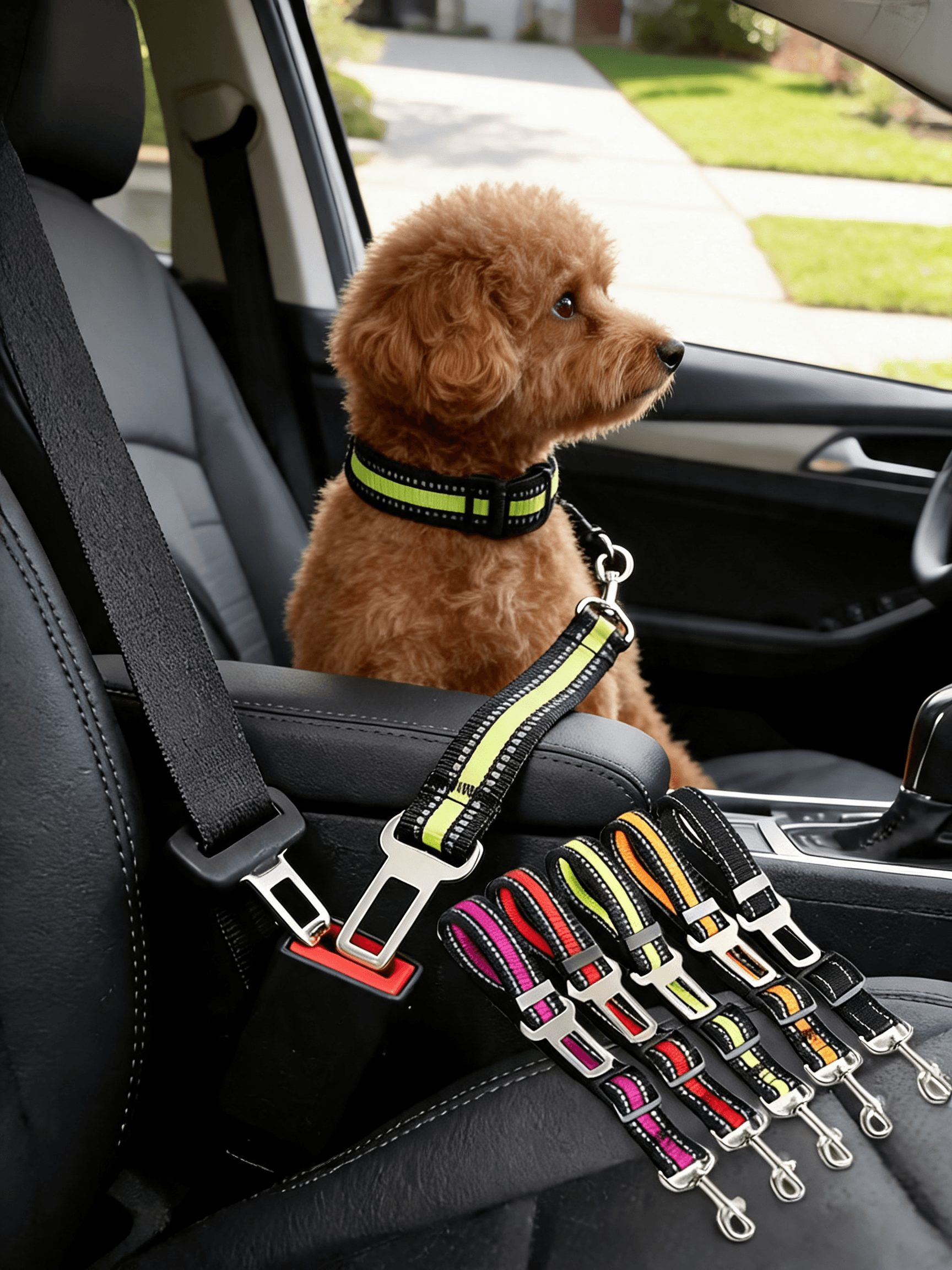 Dog Car Seat Belt | Adjustable Safety Harness Clip for Dogs.