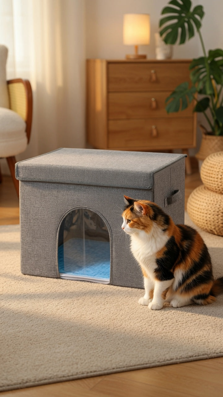 Cat Cooling Bed | Portable Igloo with Ice Packs - Keeps Cats Cool All Summer